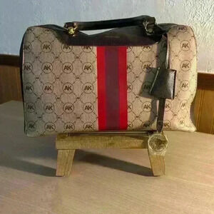 Anne Klein Logo Varsity Stripe Satchel Handbag